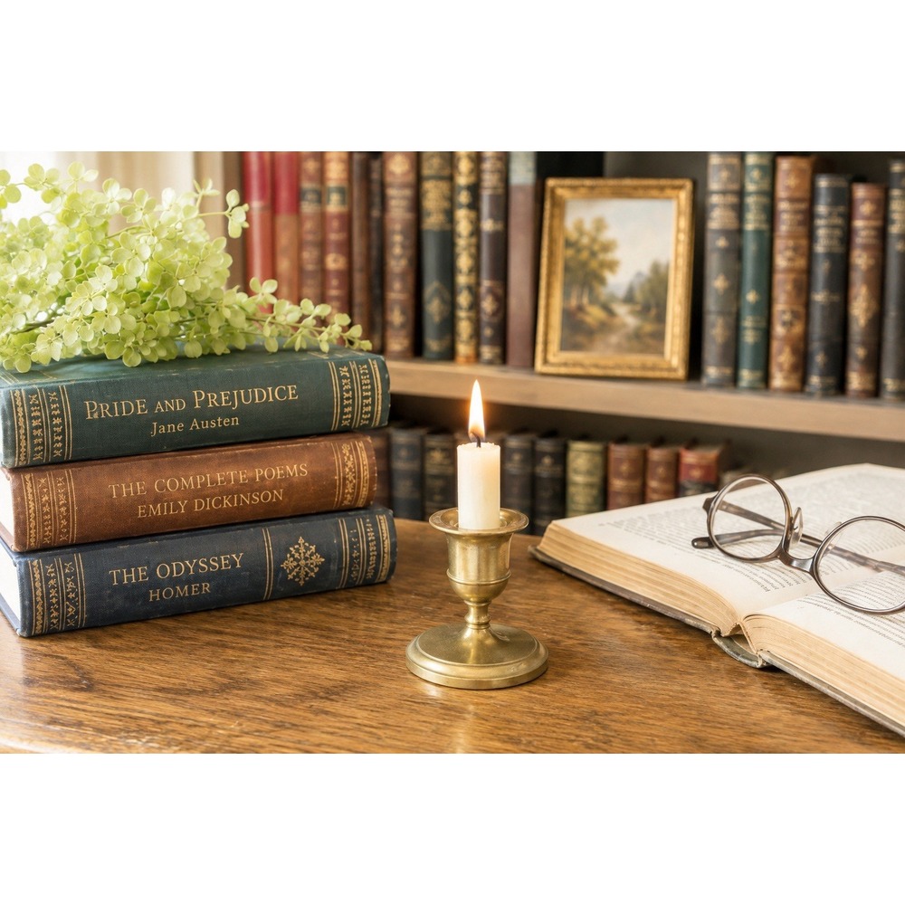 Vintage Brass Plated Metal Taper Candlestick Holder Classic Traditional Decor